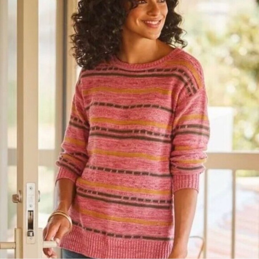 🌼 Soft Surroundings Multicolor Striped Sweater Medium